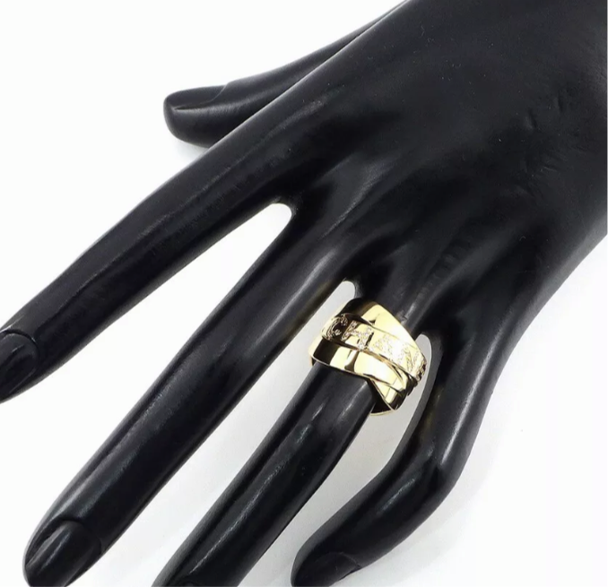 CHANEL Diamond Bolduc 18KT Yellow Fold Ring Size 7