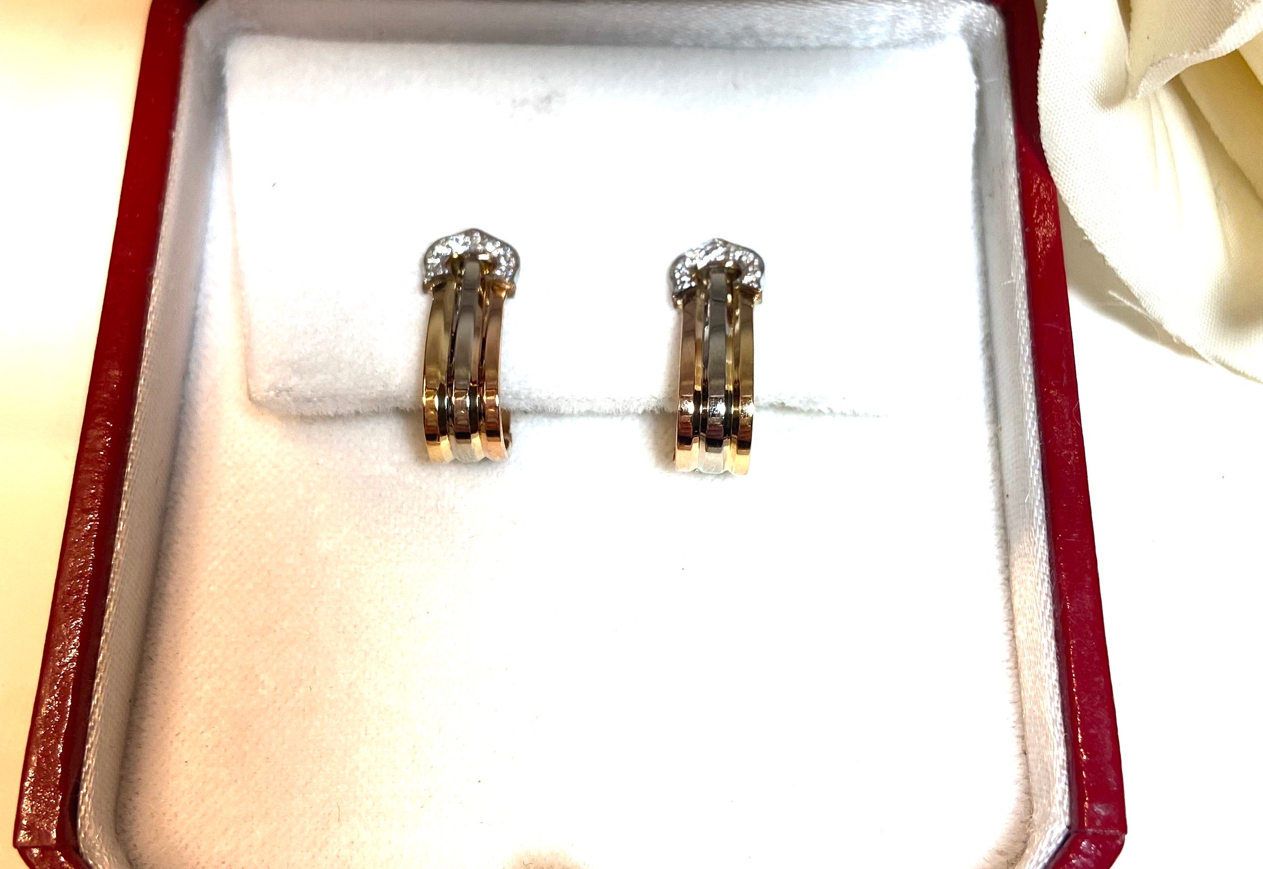 Cartier 2C de Cartier Logo Diamond 18KT Trinity Gold Earrings