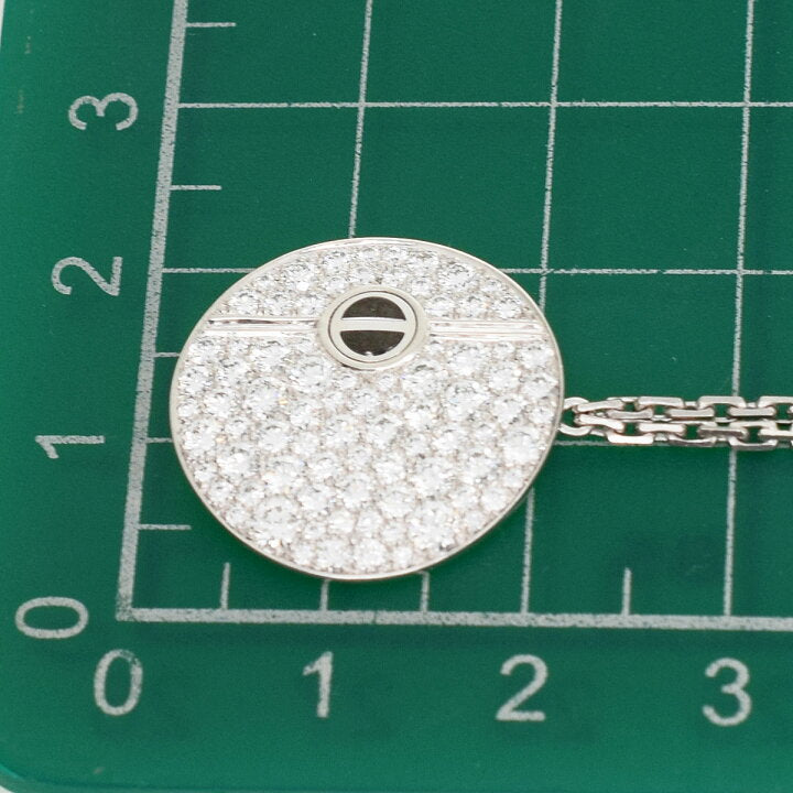 Cartier Diamond & Onyx Love Circle Long White Gold Pendant Necklace