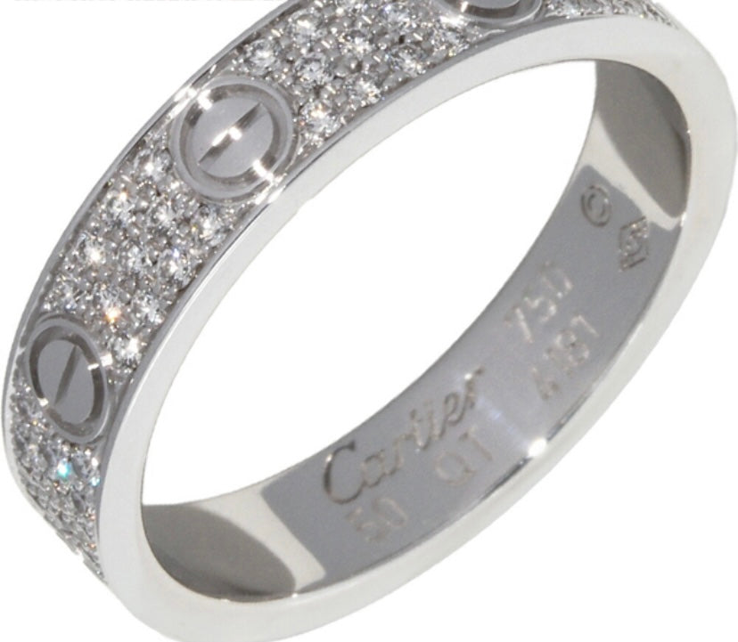 Cartier Diamond Paved 18KT White Gold Wedding Love Ring