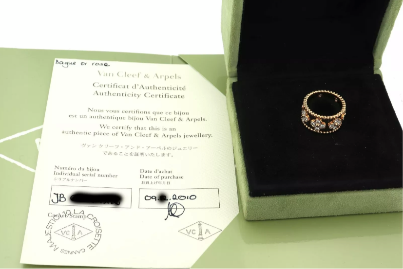Van Cleef & Arpels VCA Perlee Diamond Large Clover 18KT Rose Gold Ring #55