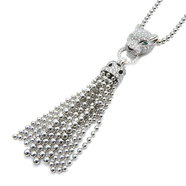 Cartier Diamond-Paved Panthere de Emerald Onyx Sautoir Tassel Nevklace