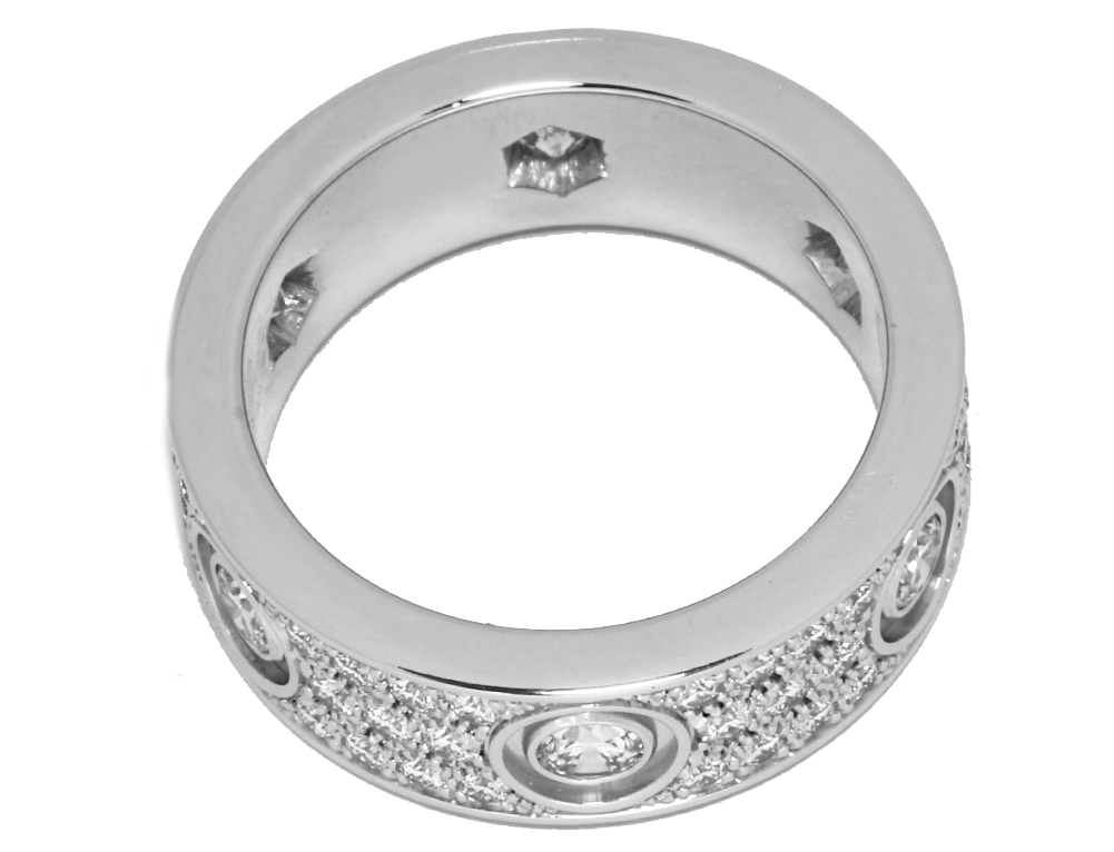 Cartier Full Diamond Paved 18KT White Gold Love Ring #50/ US 5