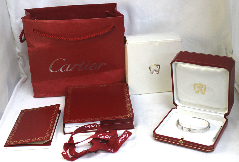 Cartier 18KT White Gold Love Bracelet Size 17