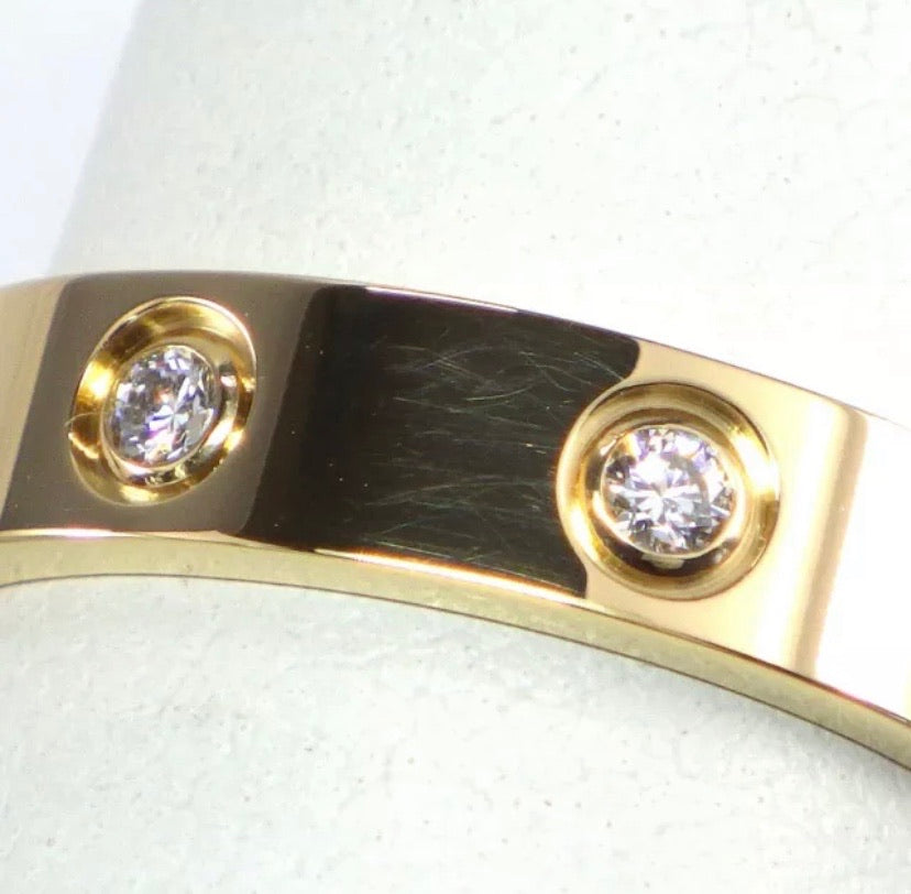 Cartier Mini 8P Diamond Love Ring 18KT Gold Sz 5.25