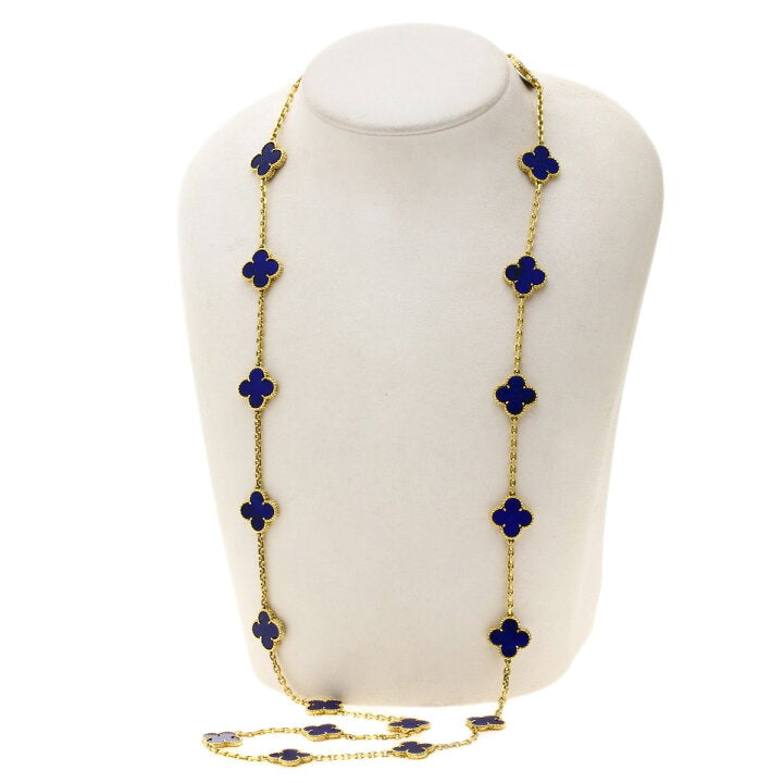 Van Cleef & Arpels Lapis Lazuli Vintage Alhambra 20 Motif 18Kt Yellow Gold Necklace