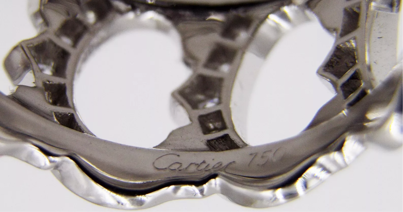 Cartier C de Paved Diamond 18KT White Gold Ring US 7