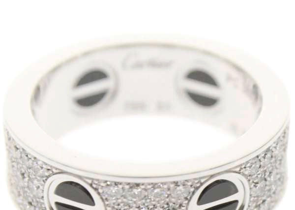 Cartier Diamond Paved Ceramic 18KT Gold Love Ring #51