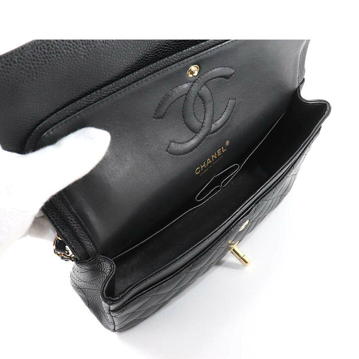 CHANEL Caviar Medium Gold Hardware Double Flap Bag