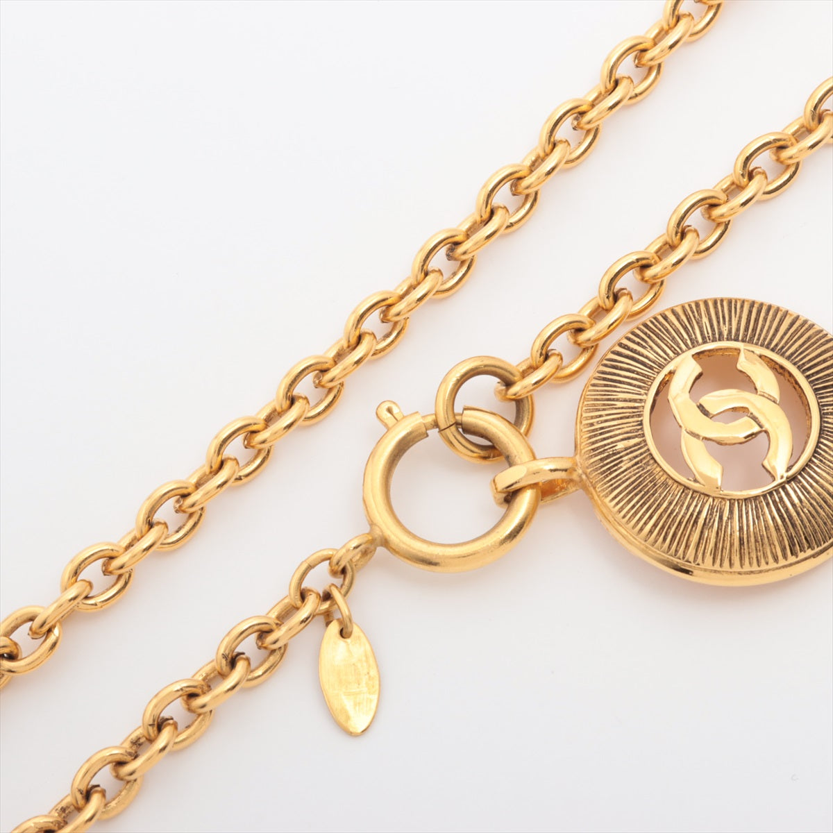 Vintage CHANEL 24Kt Gold CC Medallion Long Necklace
