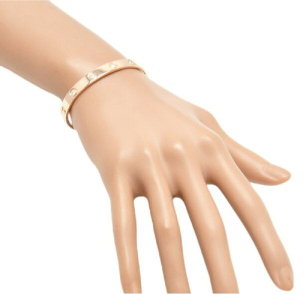 Cartier 10P Full Diamond 18KT Rose Gold Love Bracelet Size 16