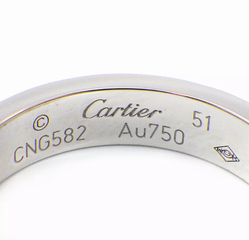 Cartier Diamond Paved Wedding Love Ring 18KT White Gold #51/ 5.5