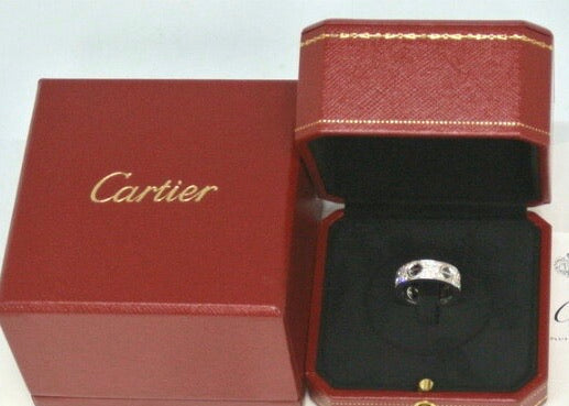Cartier Diamond Ceramic White Gold Love Ring Size #50/ 5