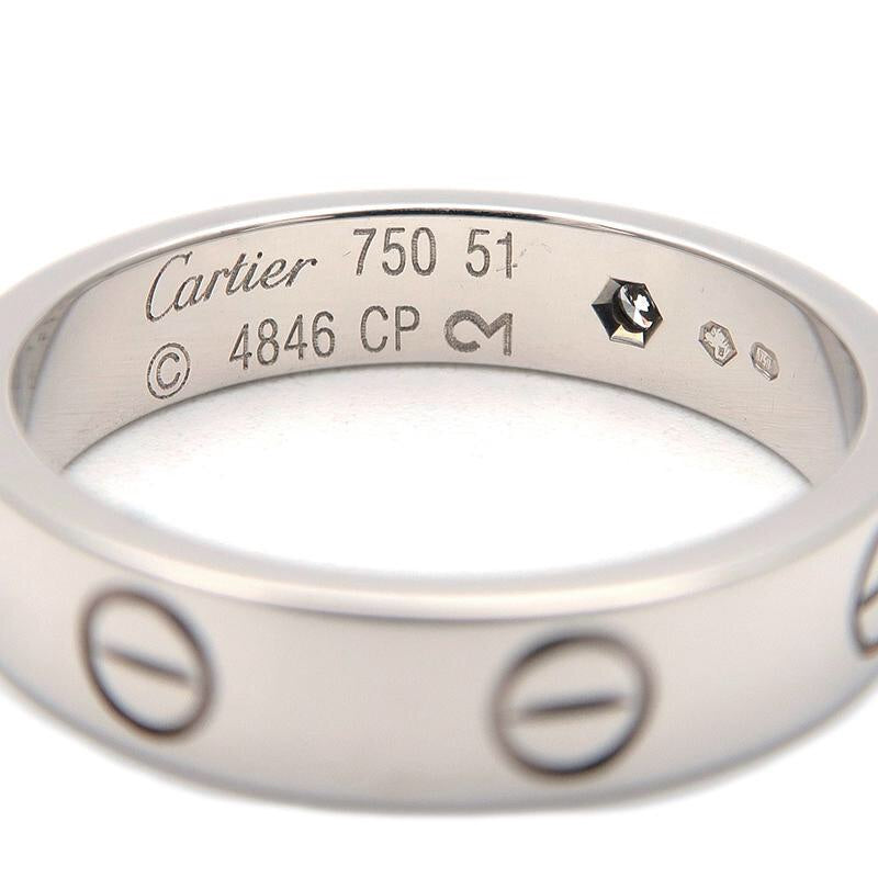 Cartier Mini Love Ring 1P Diamond 18KT White Gold Size 51
