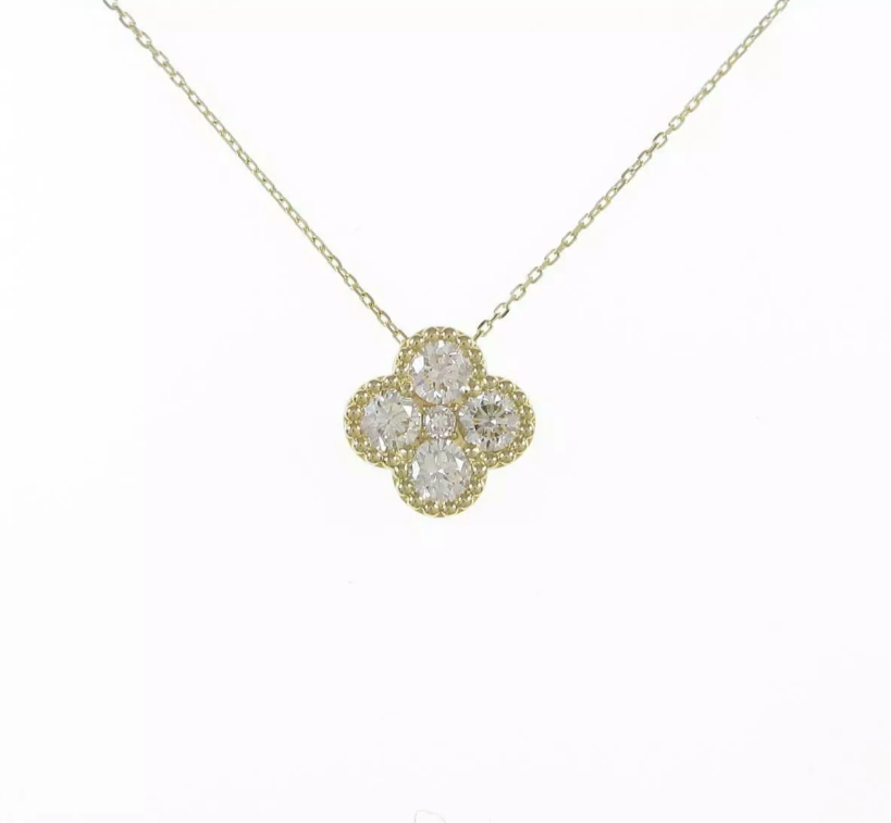 Diamond Clover 18KT Yellow Gold Necklace