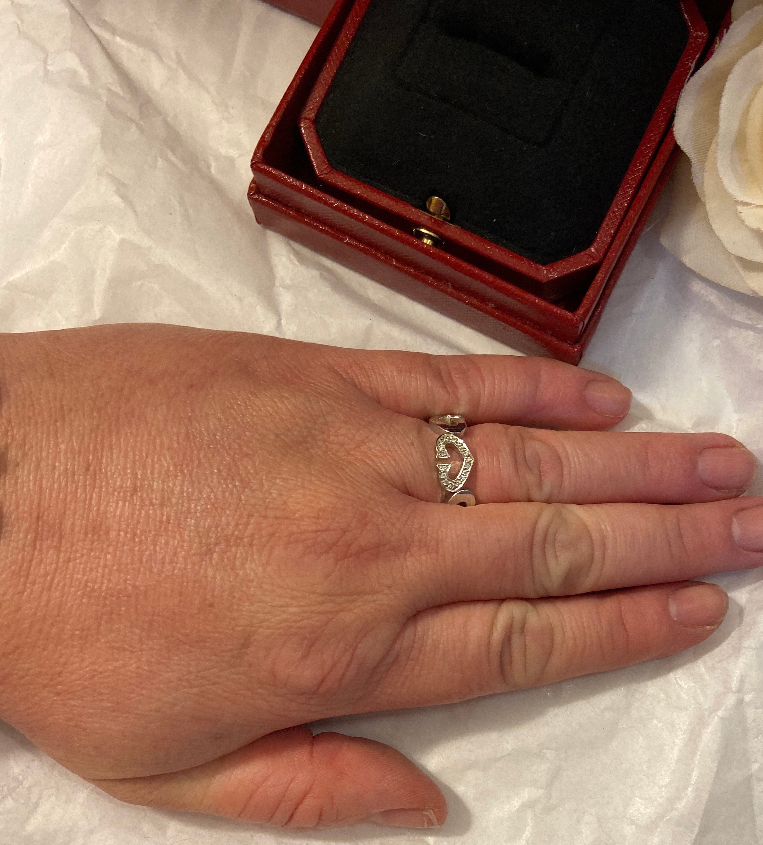 Cartier Diamond Heart C 18KT Gold Ring Sz8