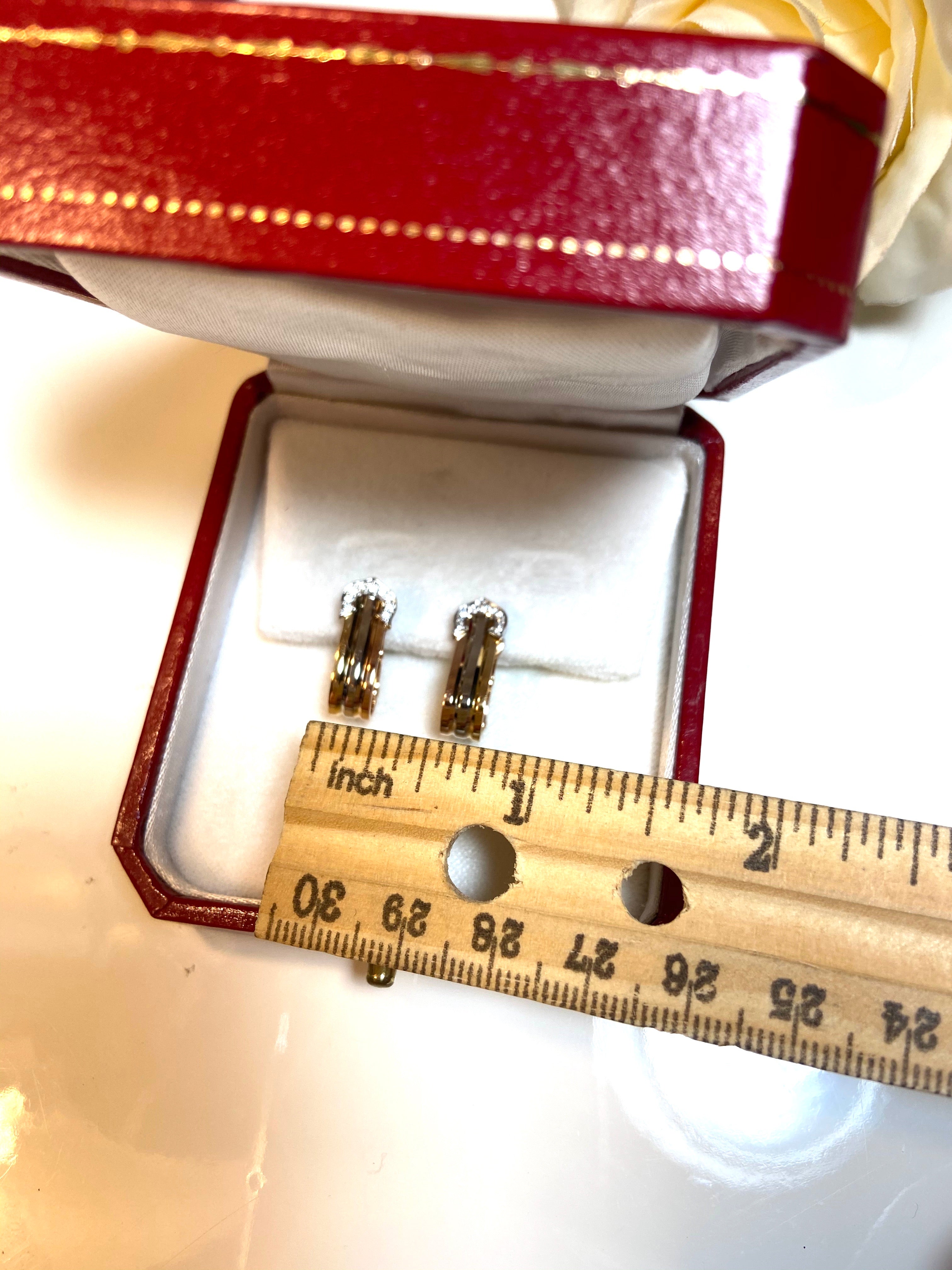 Cartier 2C de Cartier Logo Diamond 18KT Trinity Gold Earrings