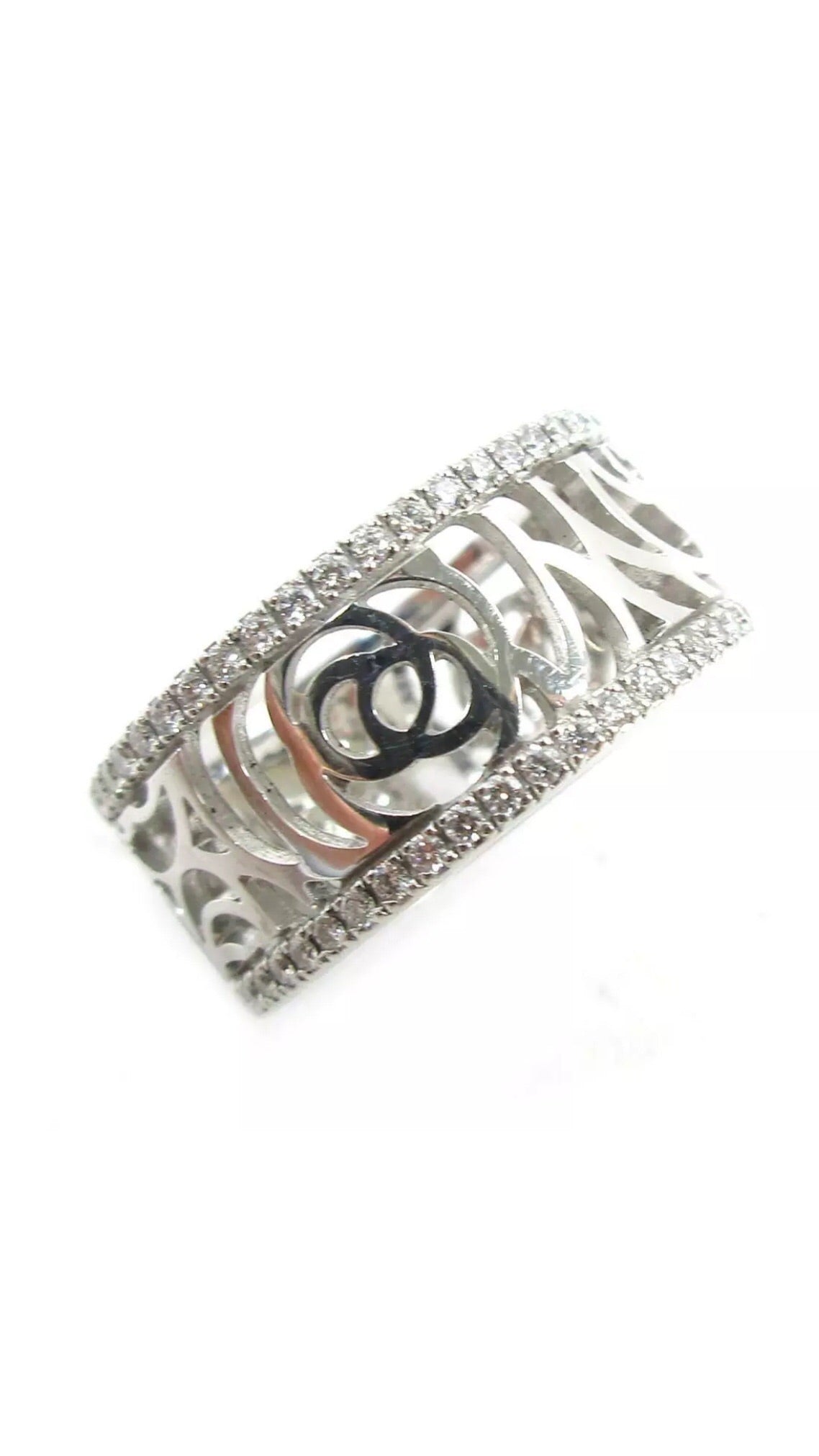 CHANEL Camelia Diamond White Gold Ring