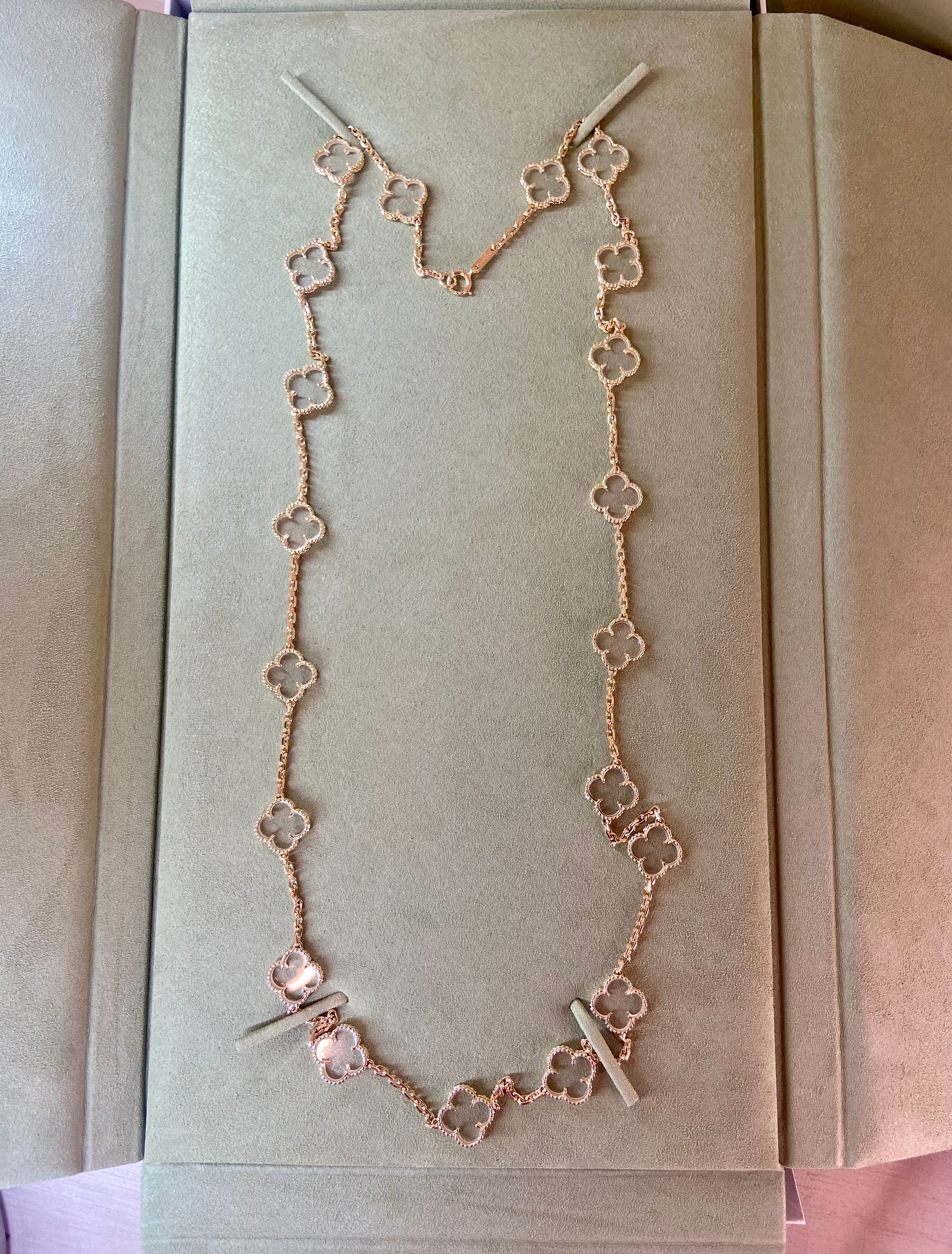 Van Cleef & Arpels Rock Crystal Vintage Alhambra 18KT Yellow Gold Necklace