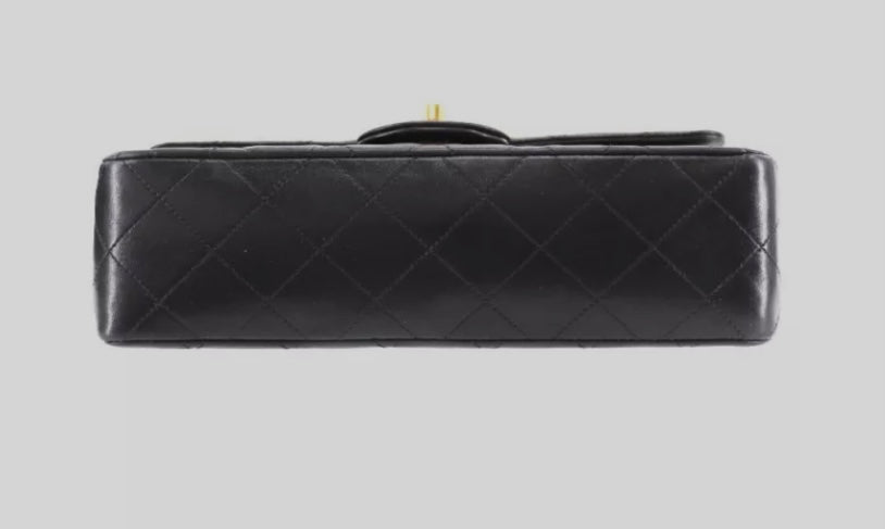 CHANEL Black Lambskin GHW Double Flap Bag