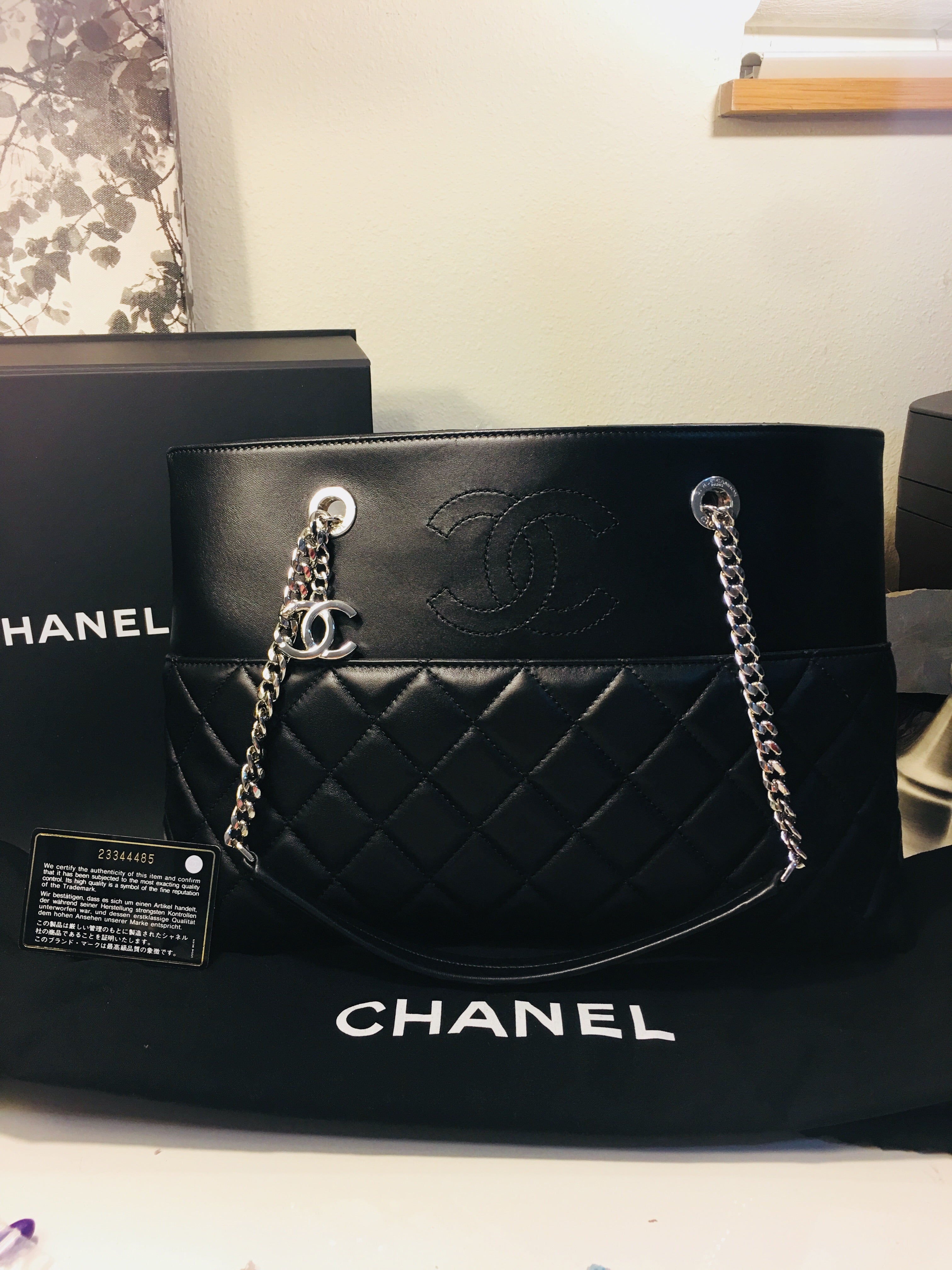 CHANEL Timeless Shopper Tote Black Lambskin Matelasse Handbag