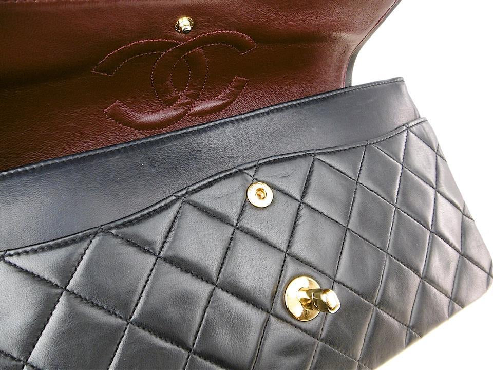 CHANEL Black Lambskin 25 Double Flap Handbag