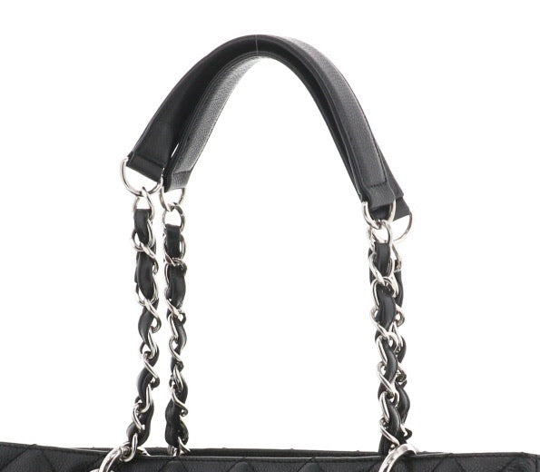 CHANEL Black Caviar Silver Hardware GST Grand Shopper Tote