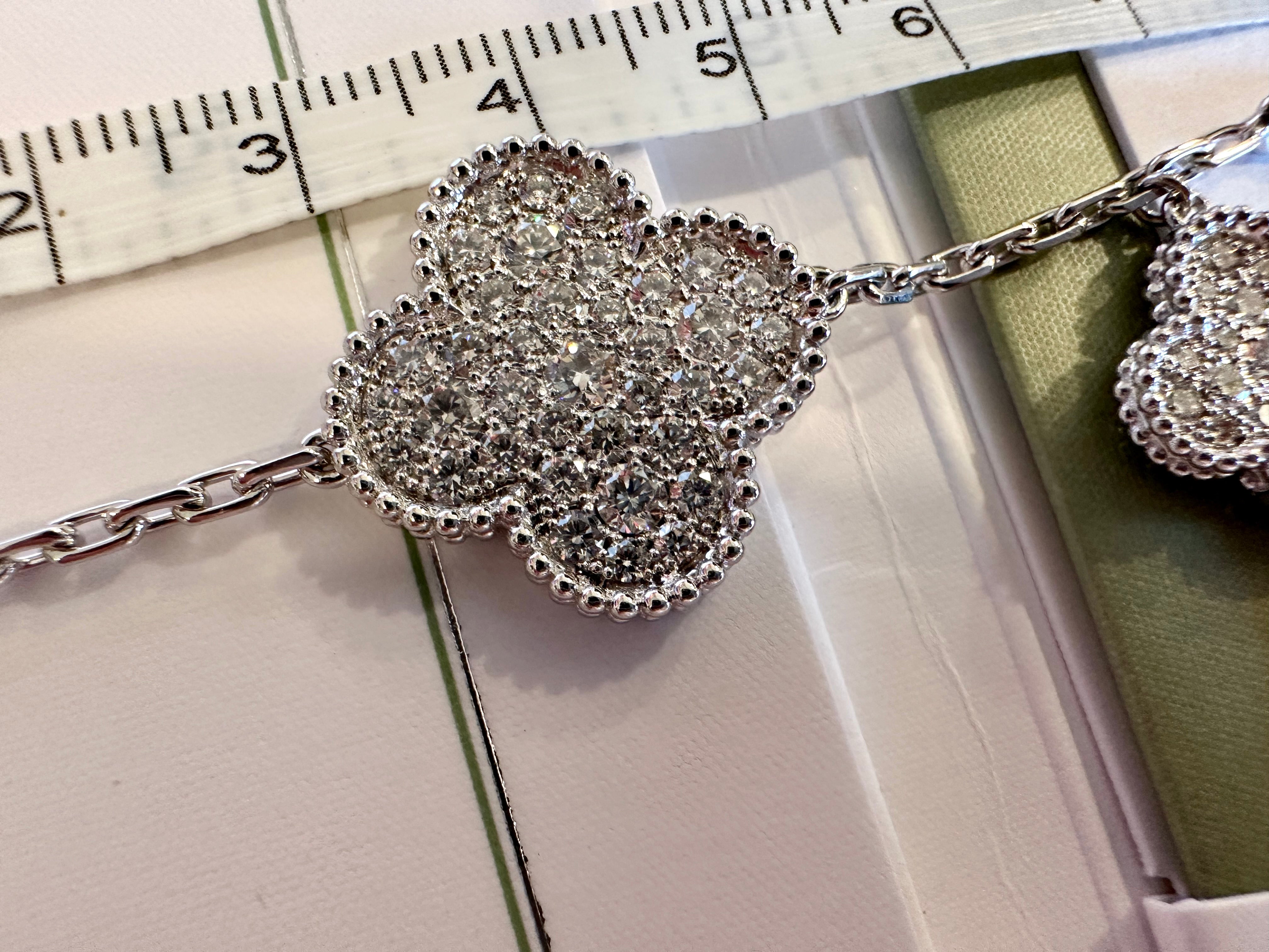 Van Cleef & Arpels Diamond-Paved Magic Alhambra 5-Motif Bracelet