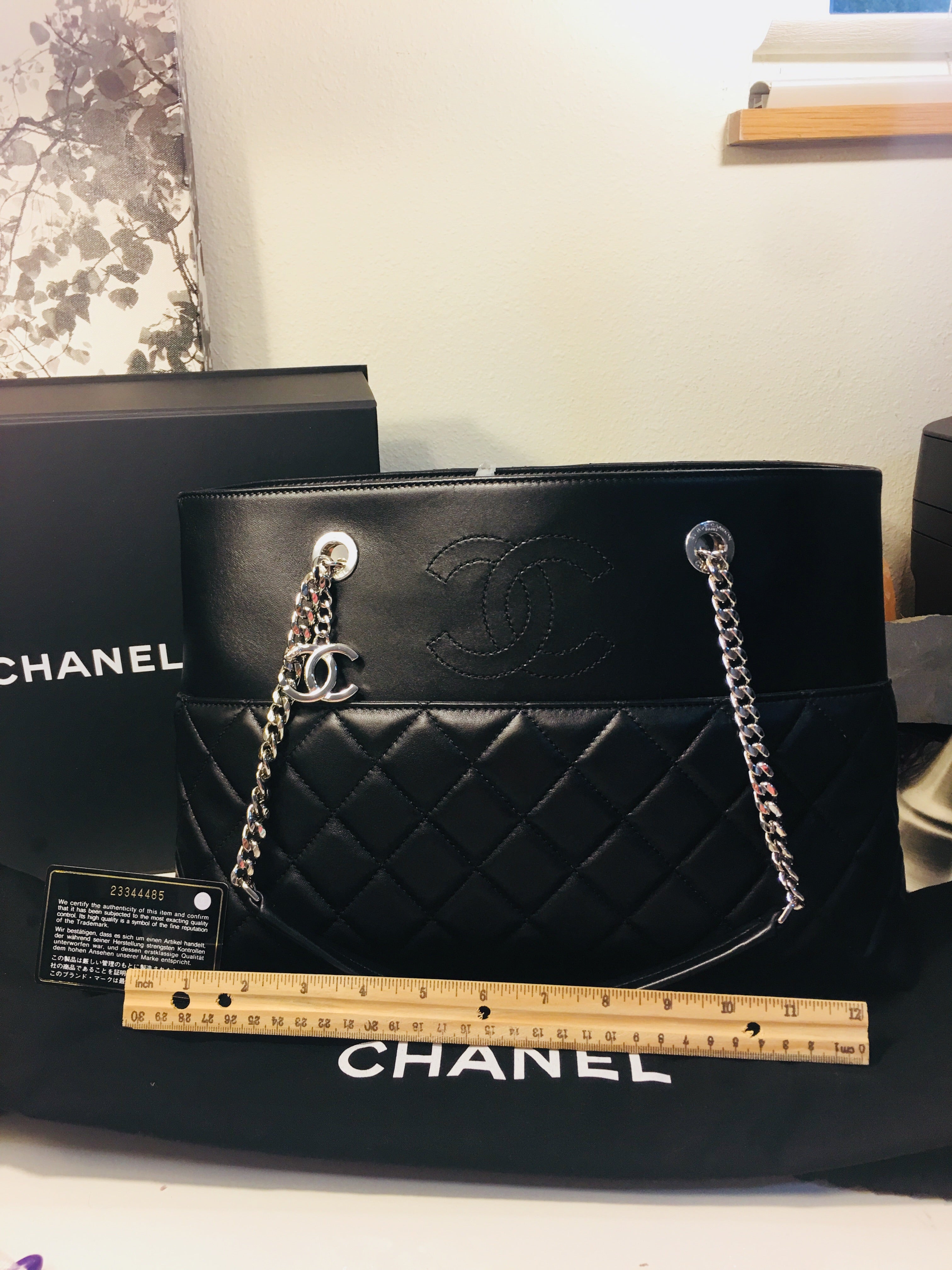 CHANEL Timeless Shopper Tote Black Lambskin Matelasse Handbag