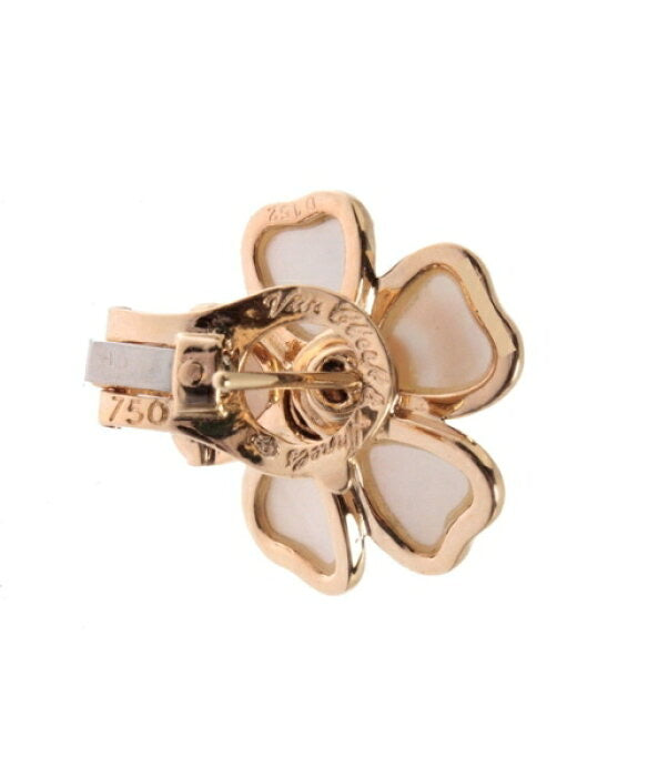 Van Cleef & Arpels Mini Nerval Diamond Mother of Pearl Earrings