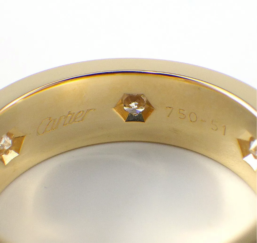 Cartier 6P Full Diamond 18KT Yellow Gold Love Ring #51/ US 5.5