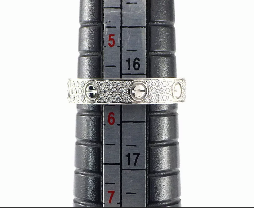 Cartier Diamond Paved Wedding Love Ring 18KT White Gold #51/ 5.5