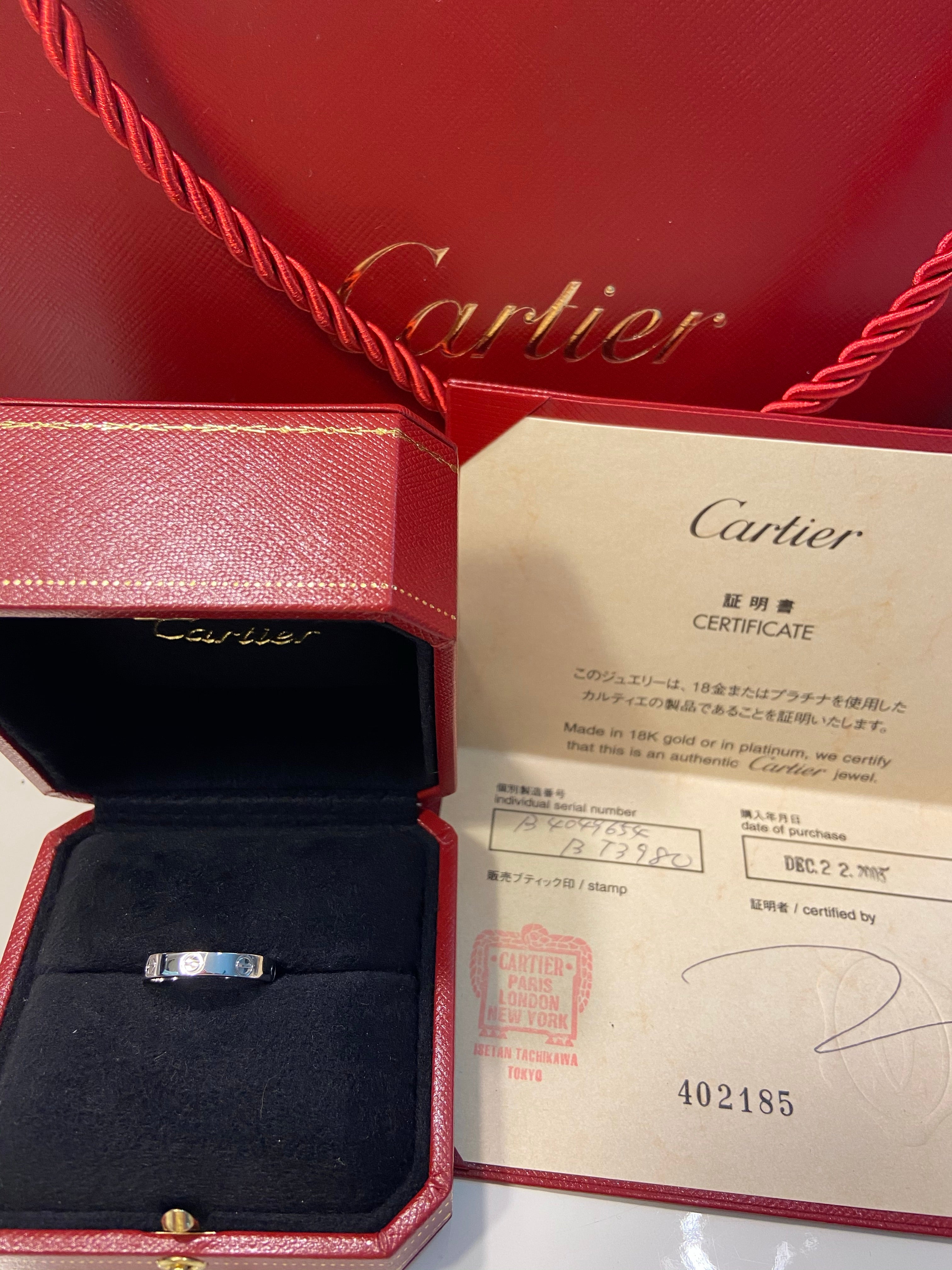 Cartier Mini / Wedding Love Ring 18KT White Gold #54/ 6.5