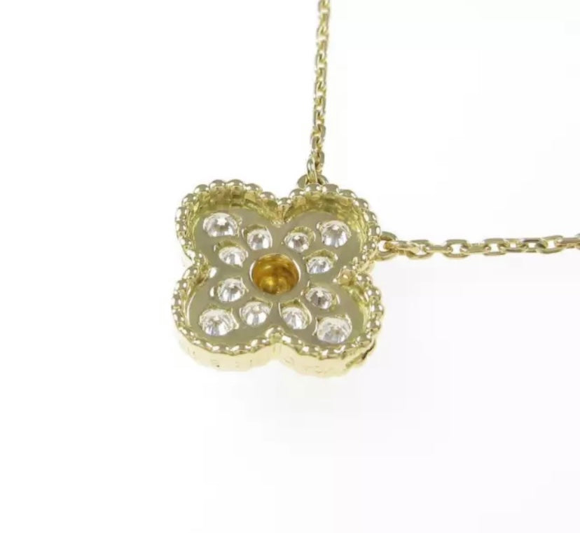Van Cleef & Arpels Diamond Vintage Alhambra Yellow Gold Necklace