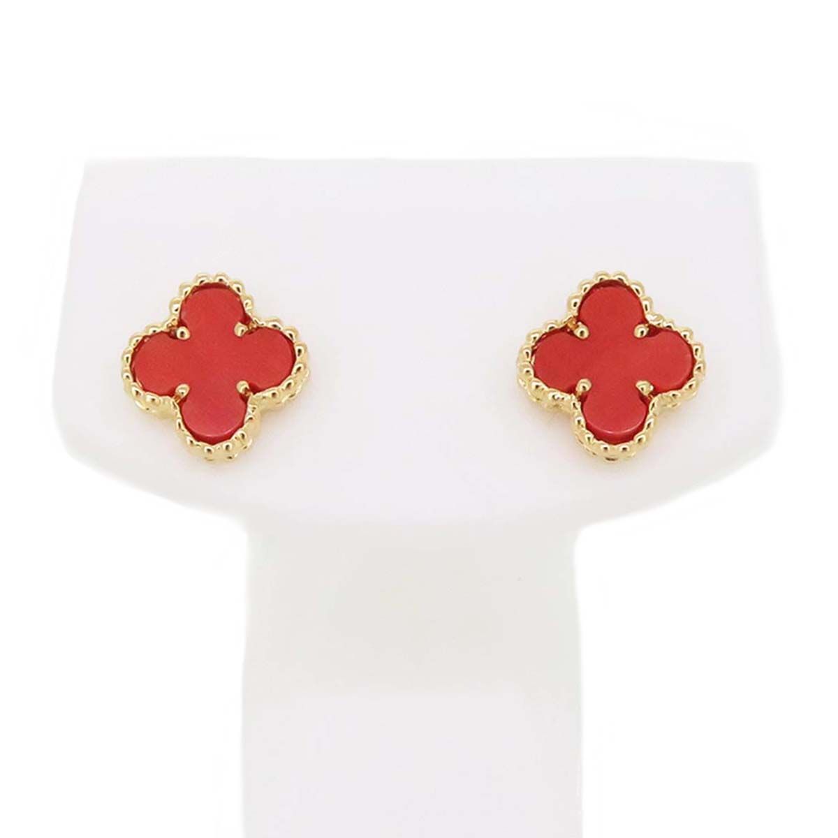 Van Cleef & Arpels Coral Sweet Alhambra 18Kt Yellow Good Earrings