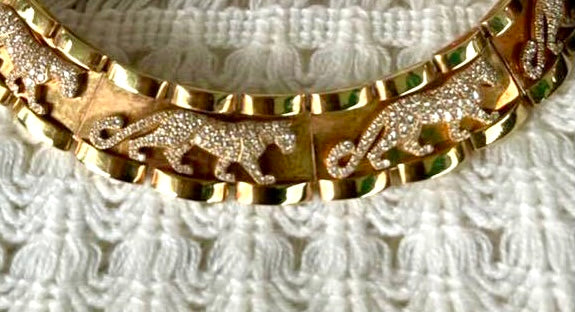 Vintage Cartier Diamond-Paved Walking Panthere 18KT Gold Necklace
