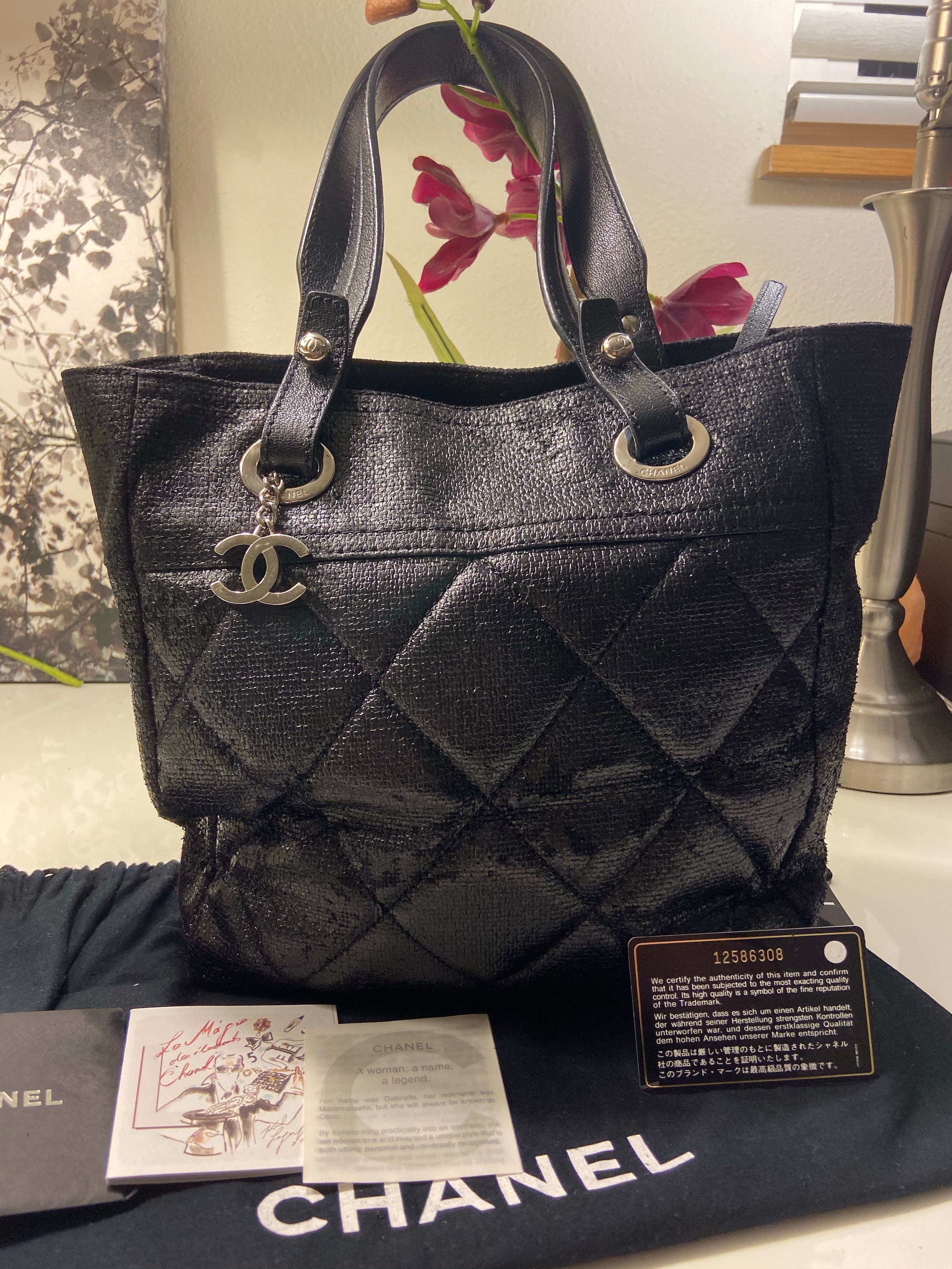 CHANEL Black Medium Paris Biarritz Tote Handbag