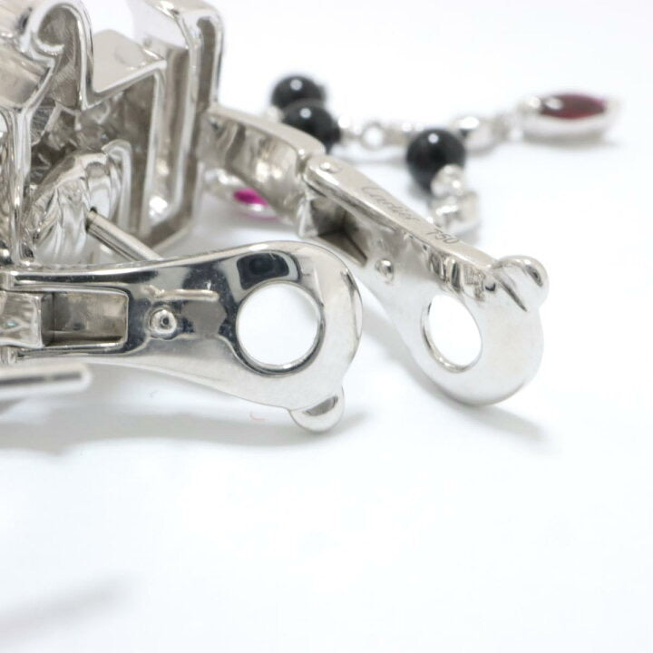 Rare Cartier Du Dragon Diamond Ruby Onyx Dangle Earrings