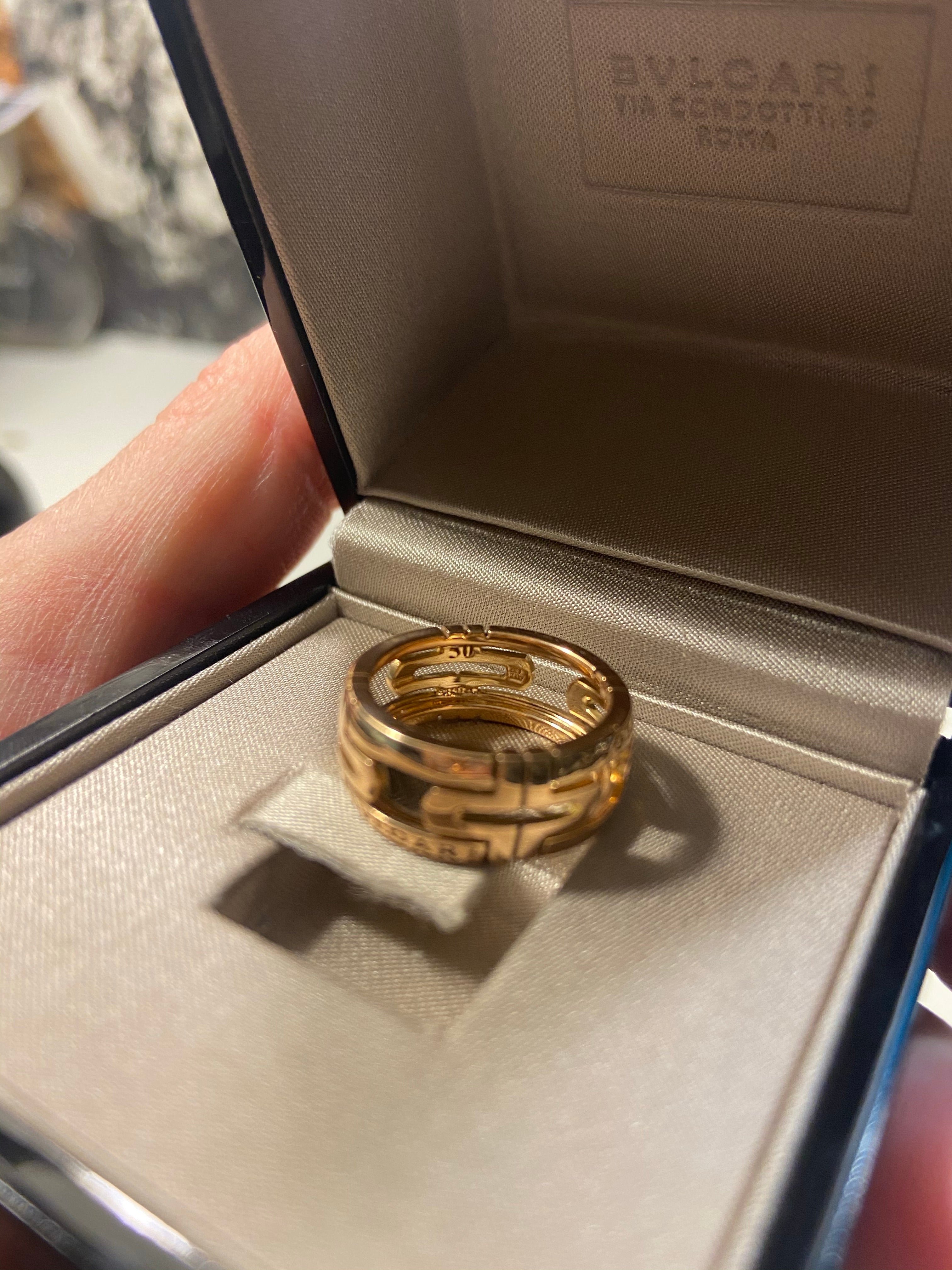 Bvlgari 18KT Rose Gold Parentesi Ring Size #50/ US 5