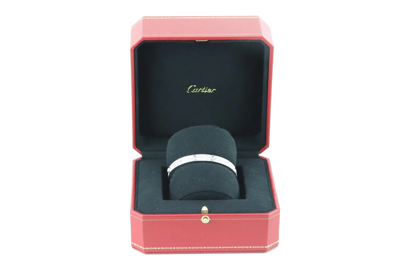 Cartier Full Diamond-Paved 18KT White Gold Love Bracelet, Size 16