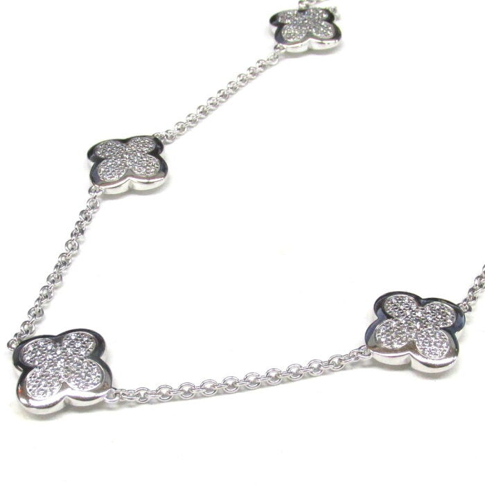 Van Cleef & Arpels Diamond Paved Pure Alhambra 16 Motif Long Necklace