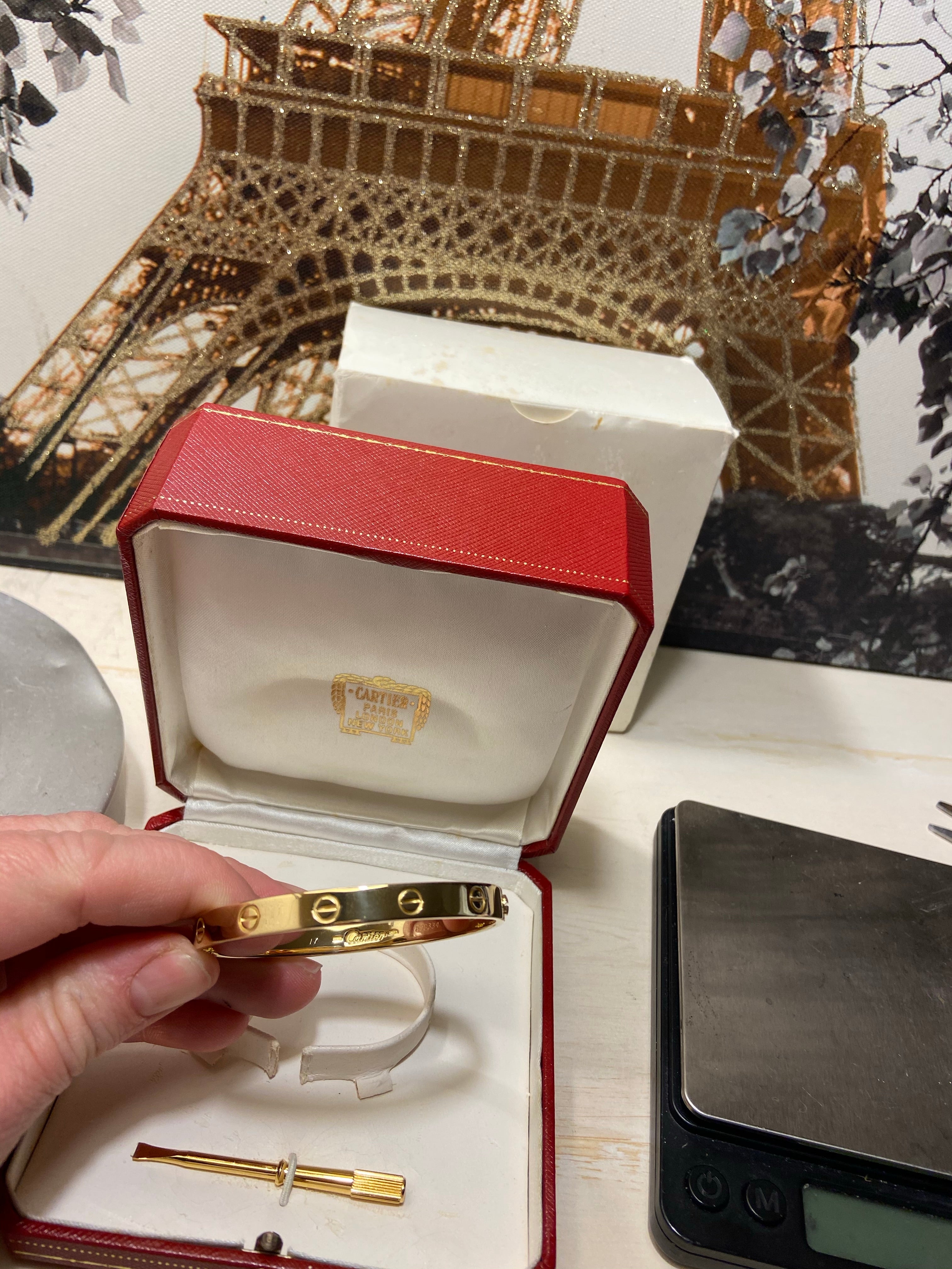 Cartier 18KT Yellow Gold Love Bracelet Size 17