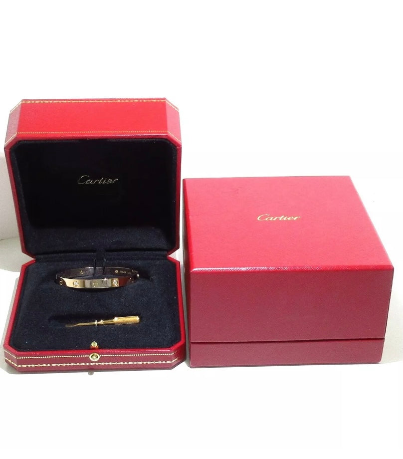 Cartier 18KT Rose Gold 4 Diamond Love Bracelet #16