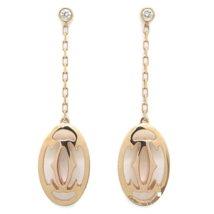 Cartier Double C de Cartier Logo Diamond Rose Gold Dangle Earrings