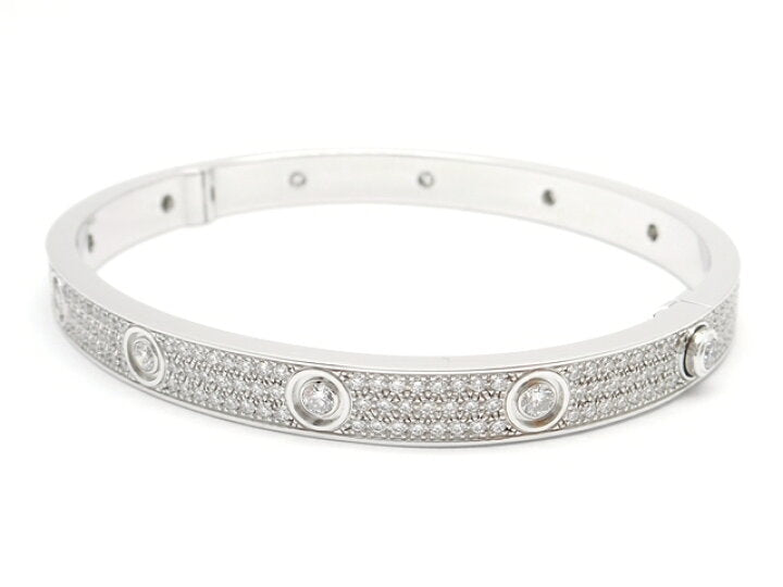 Cartier Diamond Full 18KT White Gold Love Bracelet Size 20 w/ Cert
