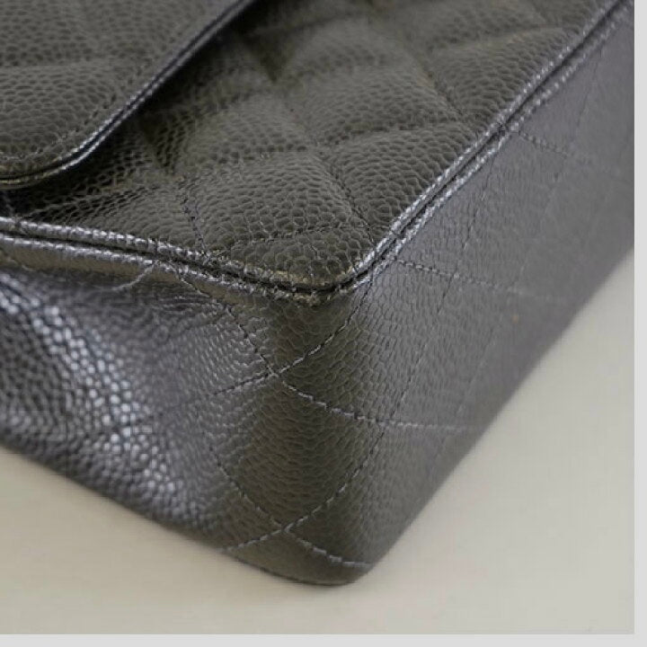 CHANEL Caviar Leather 23cm Small Double Flap Gold Hardware Shoulder Handbag