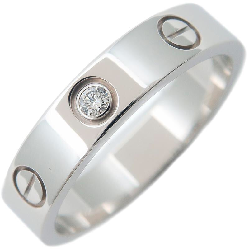 Cartier Mini Love Ring 1P Diamond 18KT White Gold Size 51