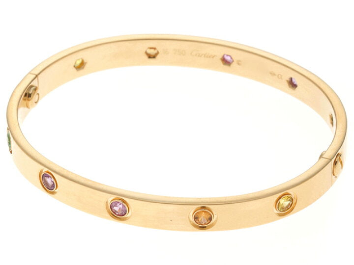 Cartier Sapphire, Multi-Gemstone 18KT Yellow Gold Love Bracelet