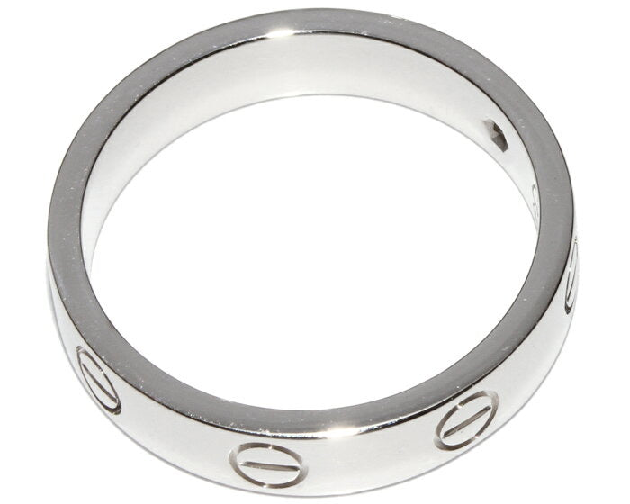 Cartier 1P Diamond 18KT White Gold Wedding/Mini Love Ring #52/ US 6