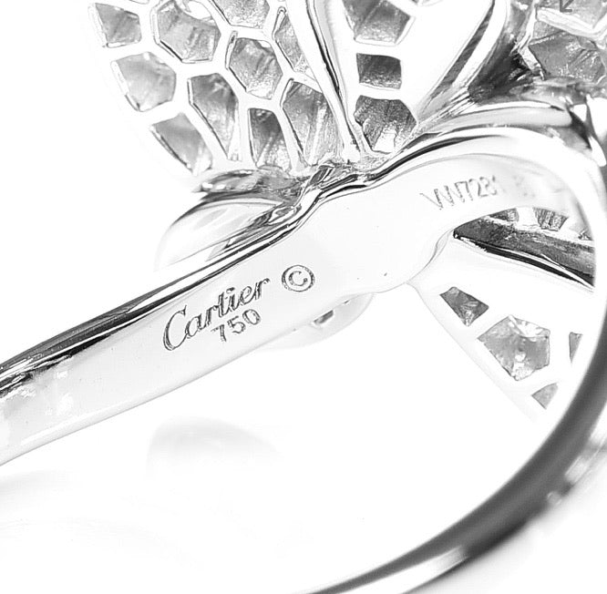 Cartier Diamond Large Caresse D’Orchidees Flower Ring Size 49/ 5